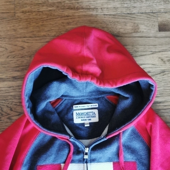 MONDETTA Canadian Flag Lined Hood Red Grey XS - Picture 3 of 9